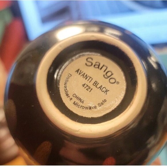 Sango Avanti Black #4721 Creamer & Sugar Bowl with Lid‎ Ceramic Pottery Set NWOT - Picture 10 of 10